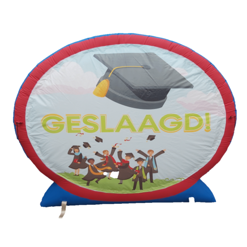 Verkeersbord met banner Geslaagd